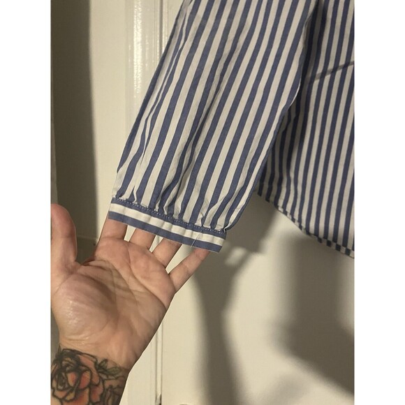 Madewell Whitney Striped Ruffle Blouse M Blue White - Picture 10 of 11